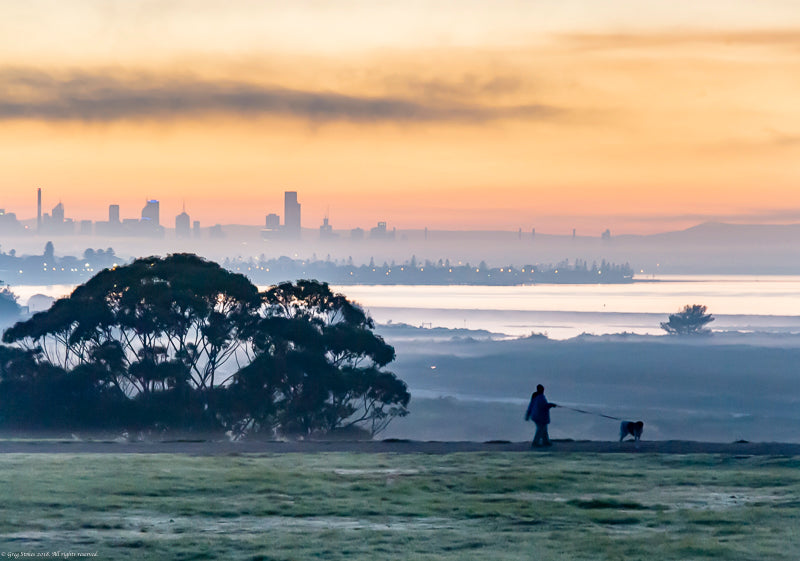 Foggy Altona and Melbourne sunrise