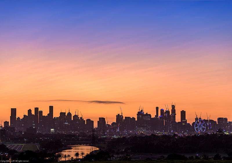 Melbourne Skyline at sunrise.